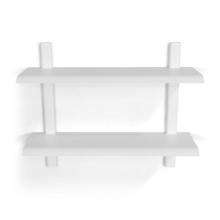 Witte Hola 3 wandplank met twee planken en ronde staanders