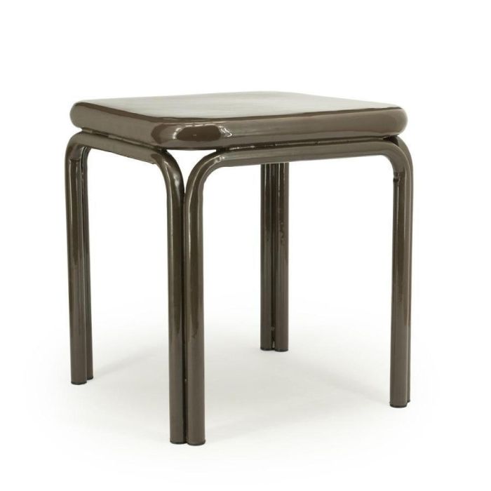 Bijzettafel Zelda van metaal met glanzende donkerbruine afwerking en retro ontwerp