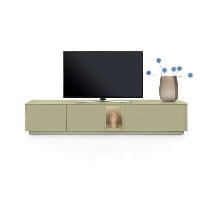 XOOON Trentino lowboard in olijfgroen met strak design en greeploze afwerking