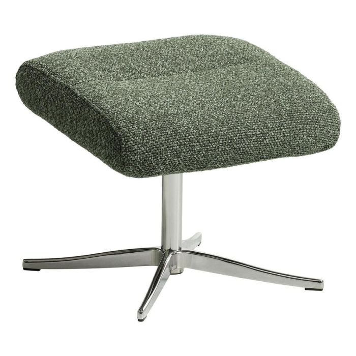 INHOUSE hocker Conora in groene stof Winter Moss met chroomkleurige metalen draaivoet