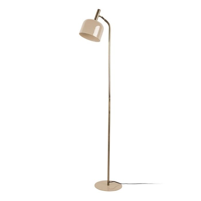 Leitmotiv vloerlamp Smart Soft Brown met slanke metalen staander en glanzende kap op witte achtergrond