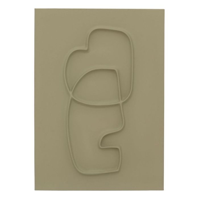 Groen wanddoek Blythe met abstract reliëf lijnenspel op effen achtergrond