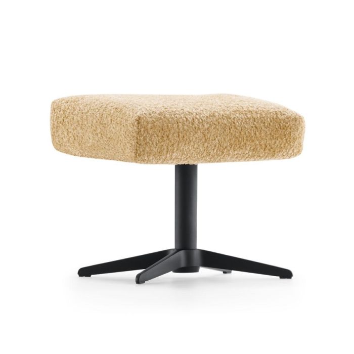 Hocker Thames van Baenks in stof Venga Brass met zwart metalen draaipoot zijaanzicht