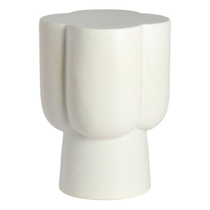 Mat crème keramieken bijzettafel Junto met rond blad en reliëfstructuur