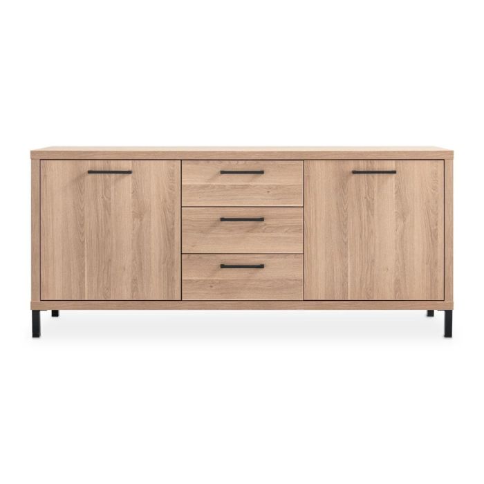 Dressoir Selinia met twee deuren en drie laden in eikenhoutlook