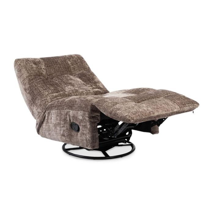 Starfurn relaxfauteuil Chill in kleur Clay met uitgeschoven voetensteun en zwart metalen draaivoet