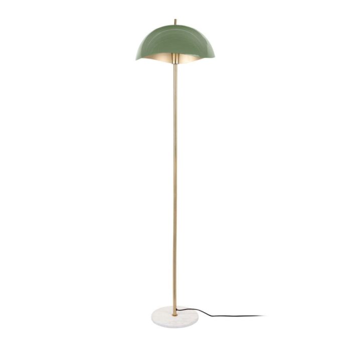 Leitmotiv vloerlamp Waved in jungle green met goudkleurige steel en marmeren voet
