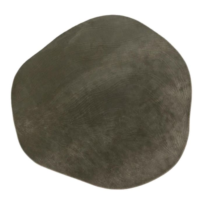 Organisch groen Ringwood vloerkleed met boomring patroon, bovenaanzicht