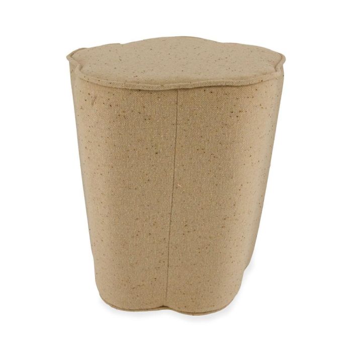 Beige volledig gestoffeerde poef in zachte stof