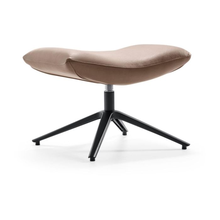 Baenks Hickson voetenbank in leder Granada Taupe met zwarte draaivoet