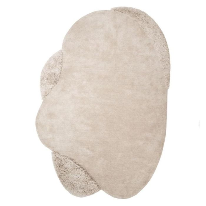 Organisch vloerkleed Praia in beige met speelse vormen en verschillende poolhoogtes