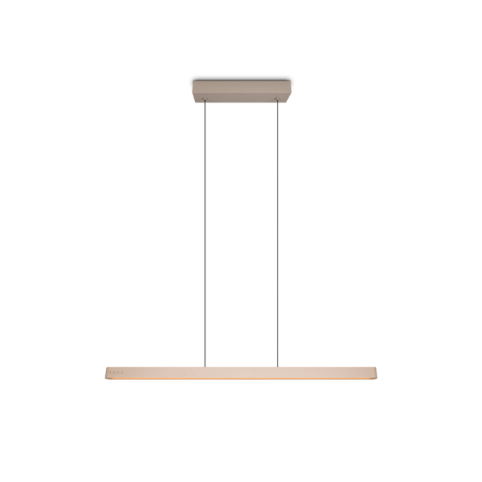 Hanglamp donegal beige met slanke LED-lichtbalk, verstelbare ophanging en minimalistisch design.