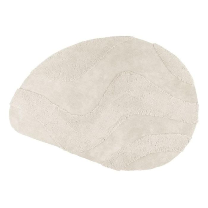 Organisch gevormd vloerkleed Mero in ivoor met golvend patroon en hoog laag structuur bovenaanzicht