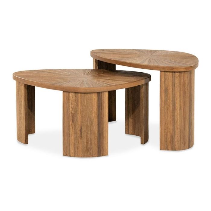 By-Boo Tala salontafelset van reclaimed teak met organisch gevormde tafelbladen