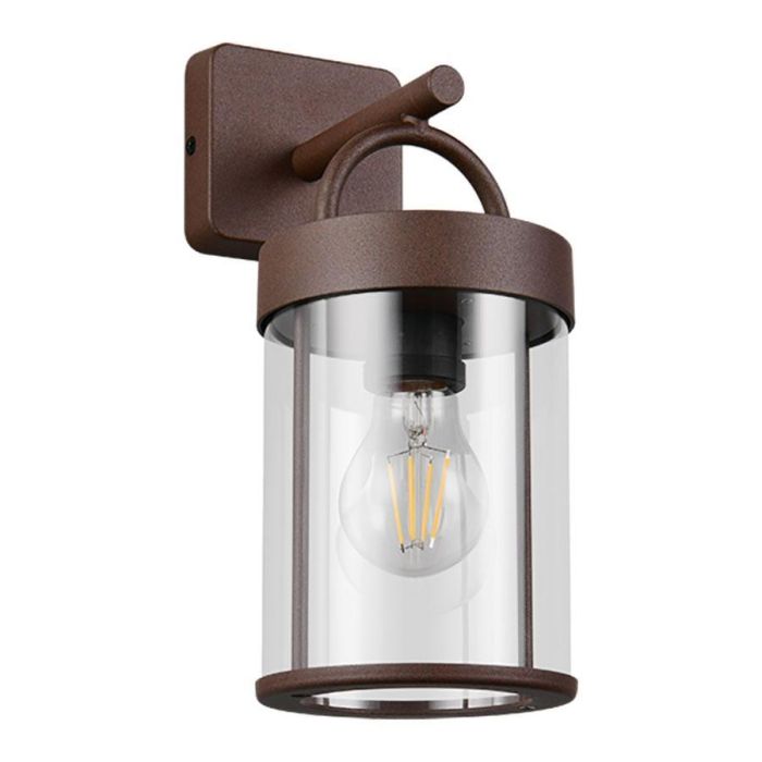 Almeria buitenwandlamp in roestkleur schuin van voren
