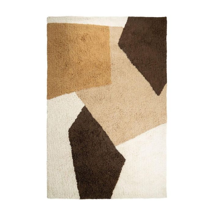 Vloerkleed Navaro van wol met grafisch patroon in bruin en beigetinten rechthoekig design
