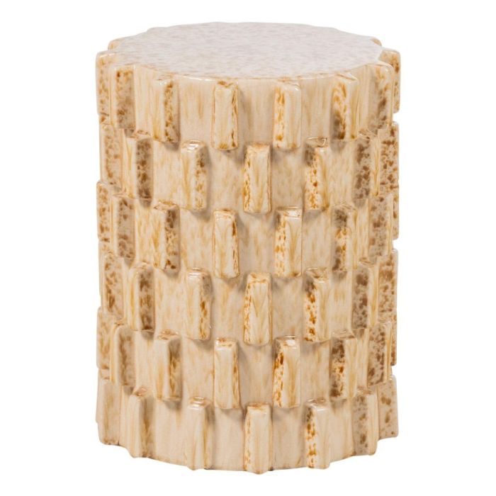 Keramieken bijzettafel met reliëfstructuur in zandkleur met bruine nuances