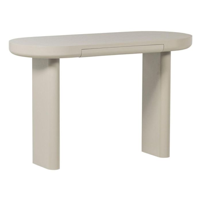 Ovale sidetable in dust kleur met afgeronde hoeken en twee stevige poten
