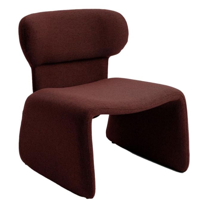 COCOmaison Liva fauteuil in burgundy rood schuin van voren met afgeronde zitting en doorlopend onderstel