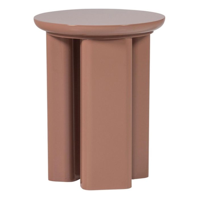 Oudroze bijzettafel Orivo met ronde vorm en meerdere afgeronde poten, vrijstaand op witte achtergrond