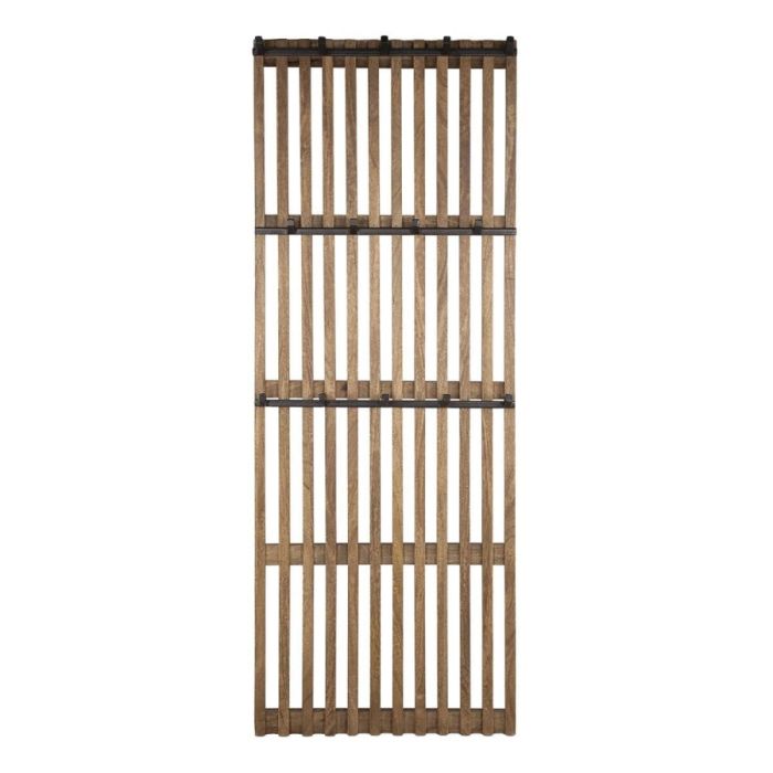 Hoge houten kapstok Tweak met verticale spijlen en 14 zwarte metalen haken