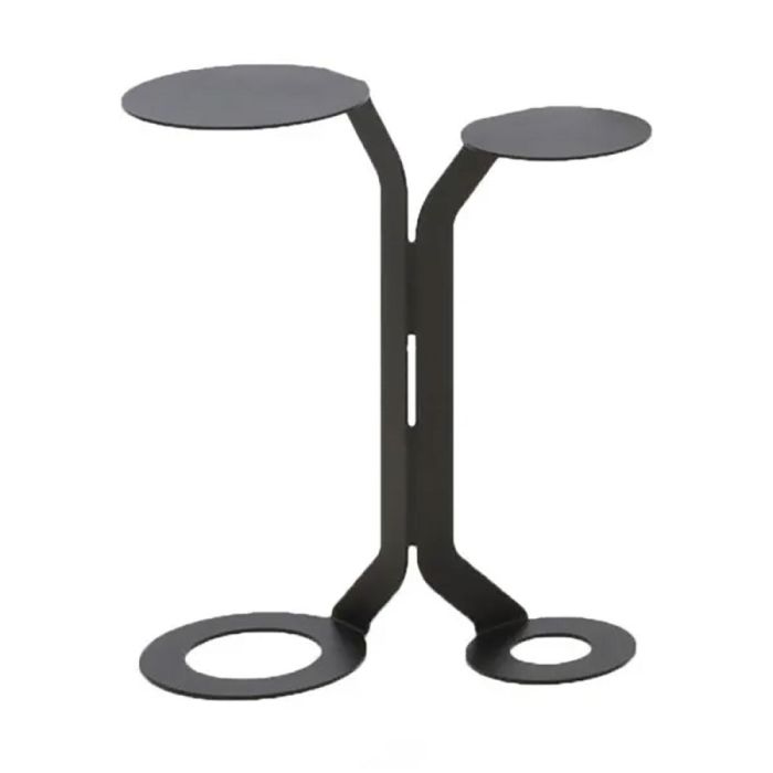 Moduss Roundy zwarte metalen bijzettafel met twee ronde tafelbladen.