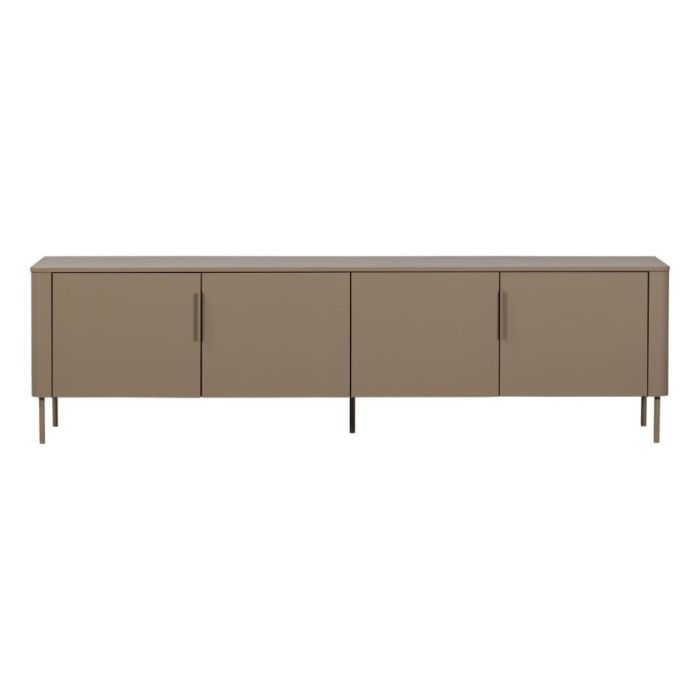 WOOOD Gunnar tv-meubel 200 cm in kleur mud met vier deuren en slanke metalen poten