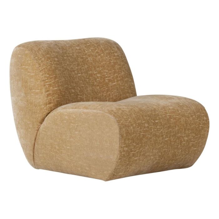 Nomu fauteuil lichtgeel craquelé velvet schuin van voren