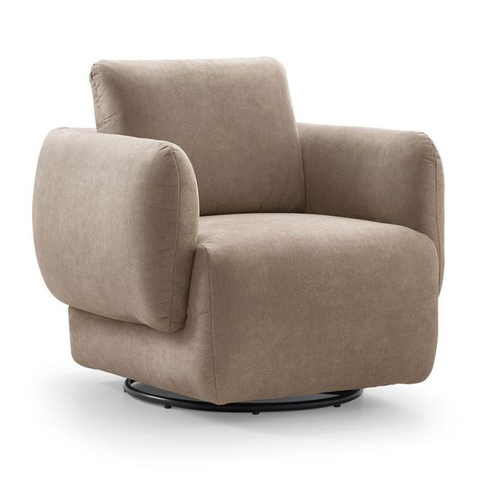 Draaifauteuil Dutchz 4401 in taupekleurige microvezelstof met metalen draaipoot