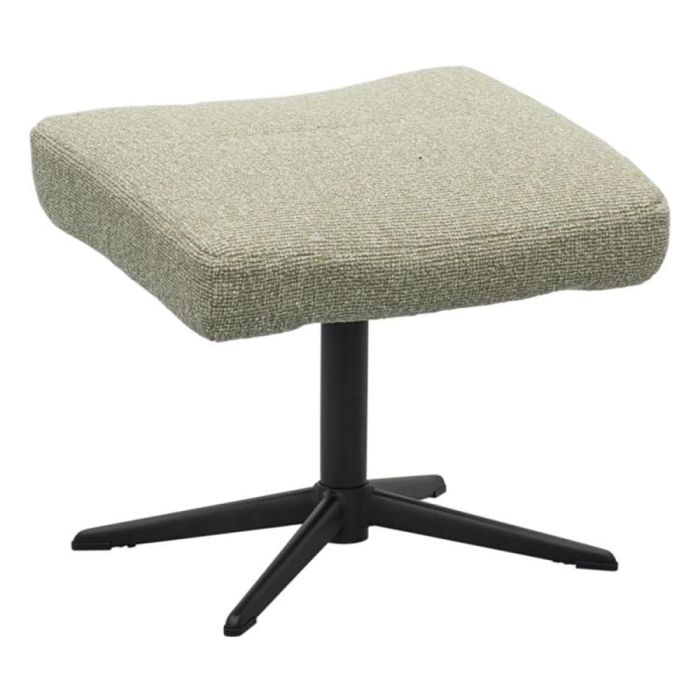 Hocker Lokka in lichtgroene stof met zwarte draaivoet schuin van voren