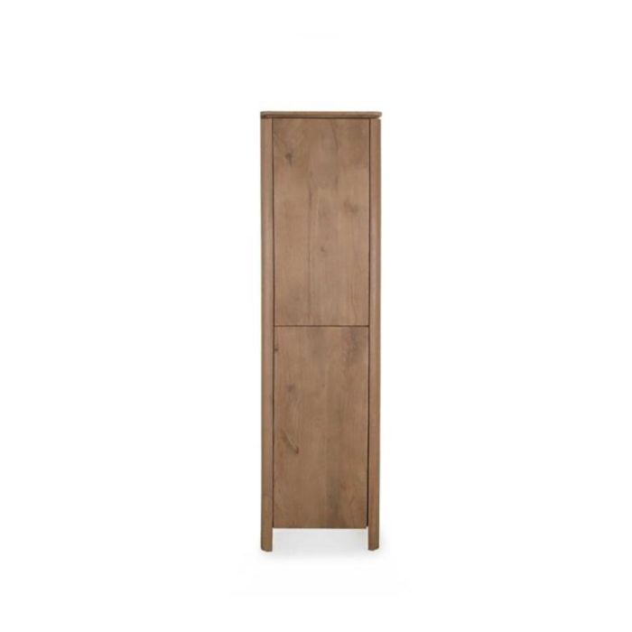 Kabinetkast Dallas van naturel mangohout met twee deuren en smal ontwerp