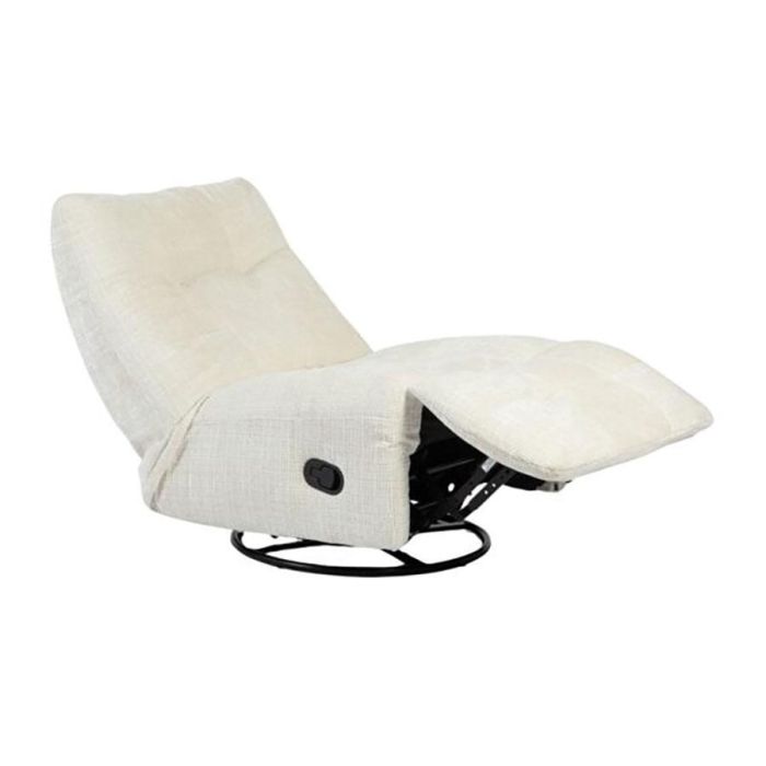 Relaxfauteuil Chill in off white met verstelbare rugleuning en voetensteun op draaivoet