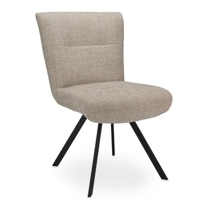 Eetkamerstoel Auro met beige stoffen bekleding en zwart metalen onderstel