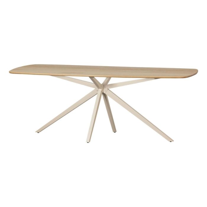 WOOOD Tablo Deen ovale eettafel van eikenhout met taupekleurige metalen kruispoot