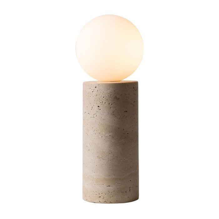 Tafellamp Tivoli van It’s about RoMi met marmeren voet en glazen bolverlichting in witte uitvoering