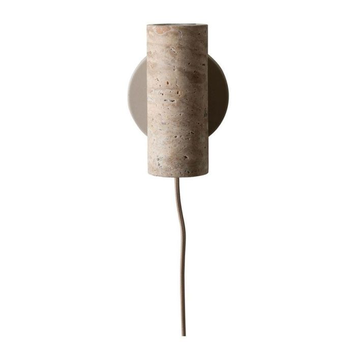 Wandlamp Tivoli van It's about RoMi in zandkleur met travertin cilinder en ronde wandplaat