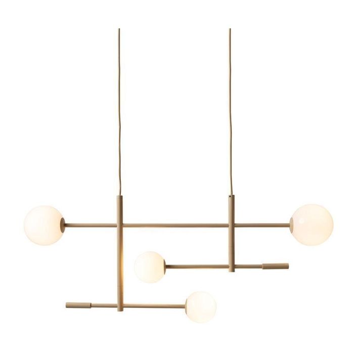 Beige hanglamp Copenhagen met vier glazen bollen en modern metalen frame van It’s About RoMi