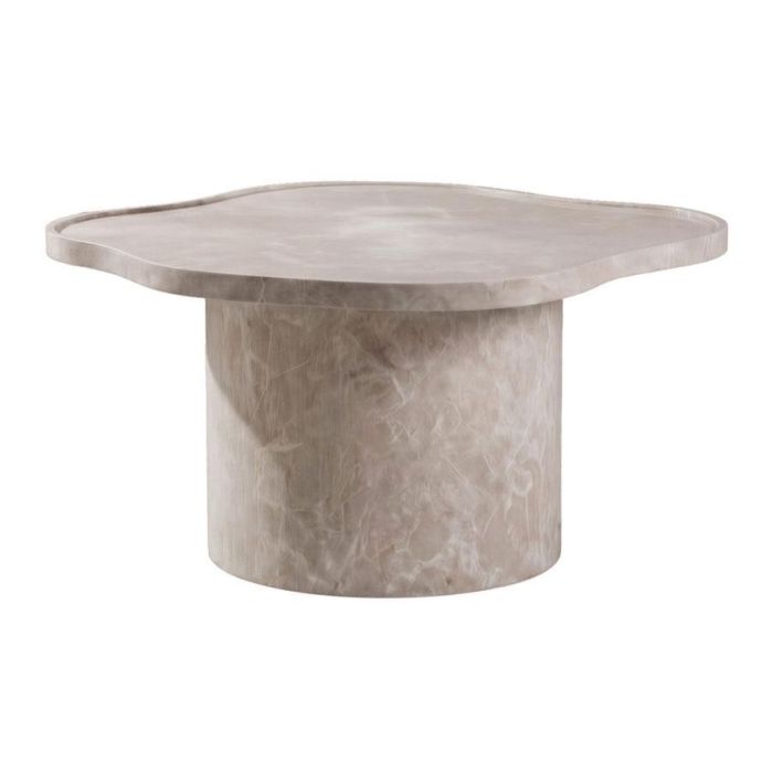 Beige salontafel Ilse met organisch gevormd blad en marmerlook afwerking