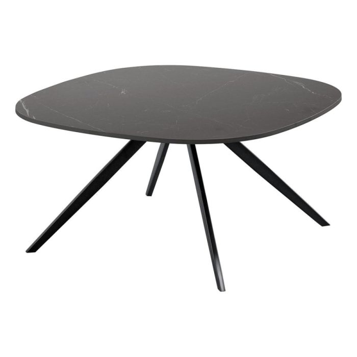 Pronto Wonen Fitura salontafel zwart keramiek 80x80 cm met kruispoot