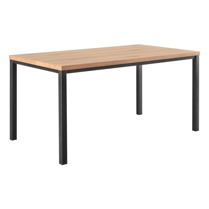  Pronto Wonen Tesino eettafel met naturel houtlook blad en zwarte metalen poten