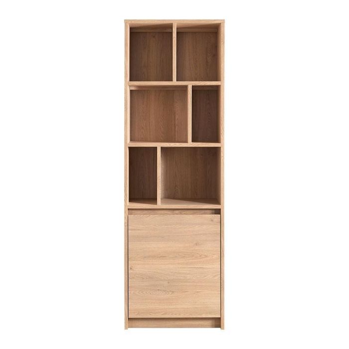 Boekenkast Quebec in Old Oak met 6 open vakken en 1 deur
