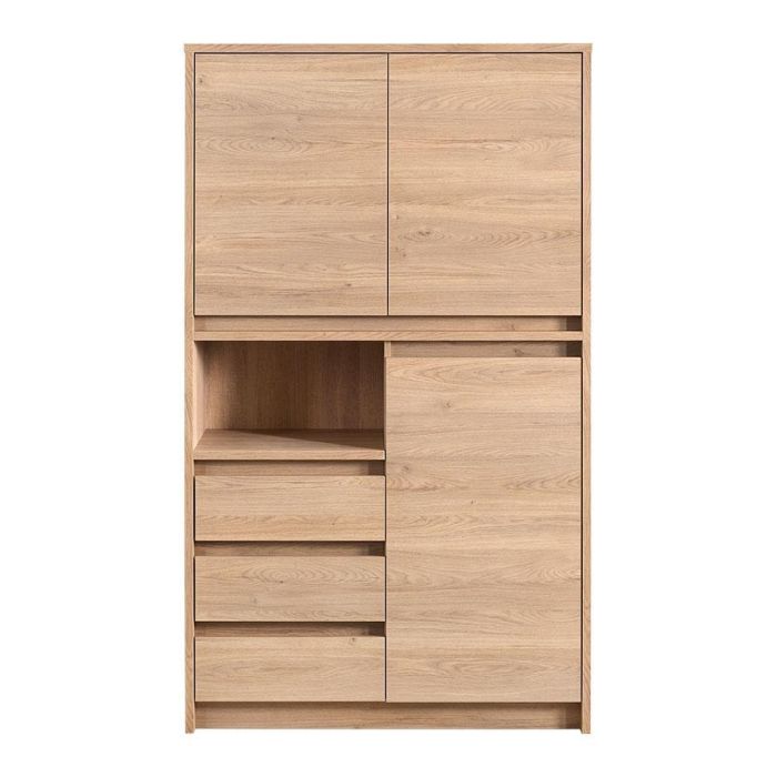 Opbergkast Quebec in Old Oak met 3 deuren, 3 lades en 1 open vak