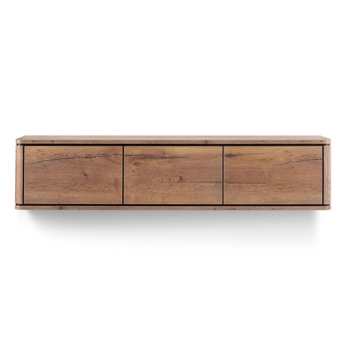 Hangend TV-meubel Lantani met drie klepdeuren in Barley houtlook