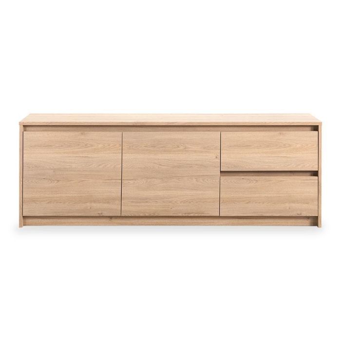 Modern dressoir Quebec in old oak met twee deuren en twee lades in houtlook.