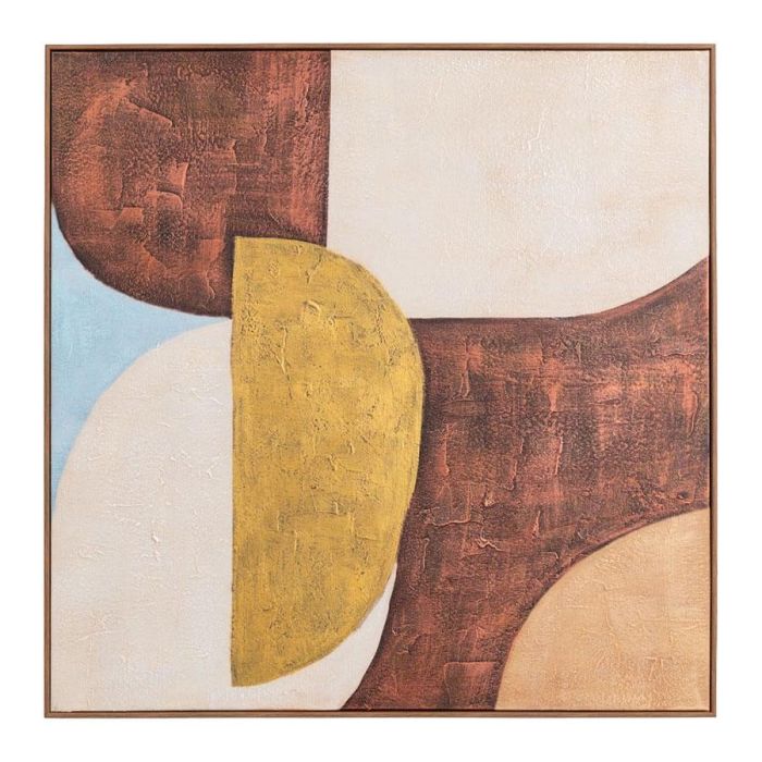 Abstract schilderij Annabel van COCOmaison met geometrische vormen in crème, okergeel en roodbruine tinten.