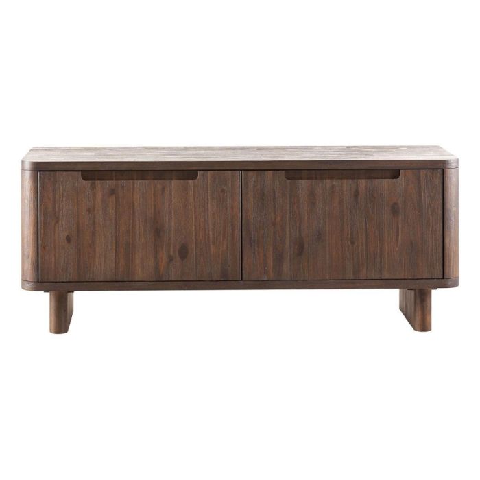 Donkerbruin TV dressoir Tondato van massief acaciahout met twee kleppen
