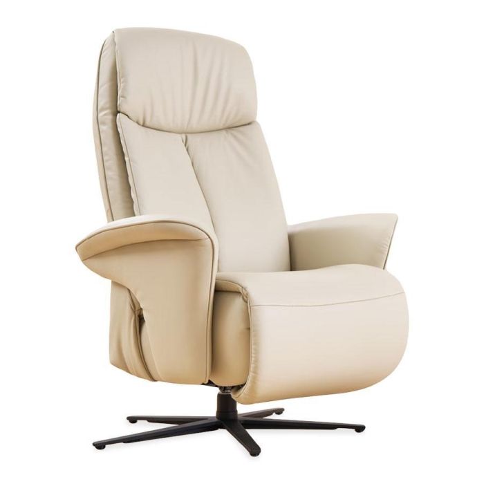 Beige Relaxfauteuil Hastings met hoge rugleuning en zwarte draaivoet