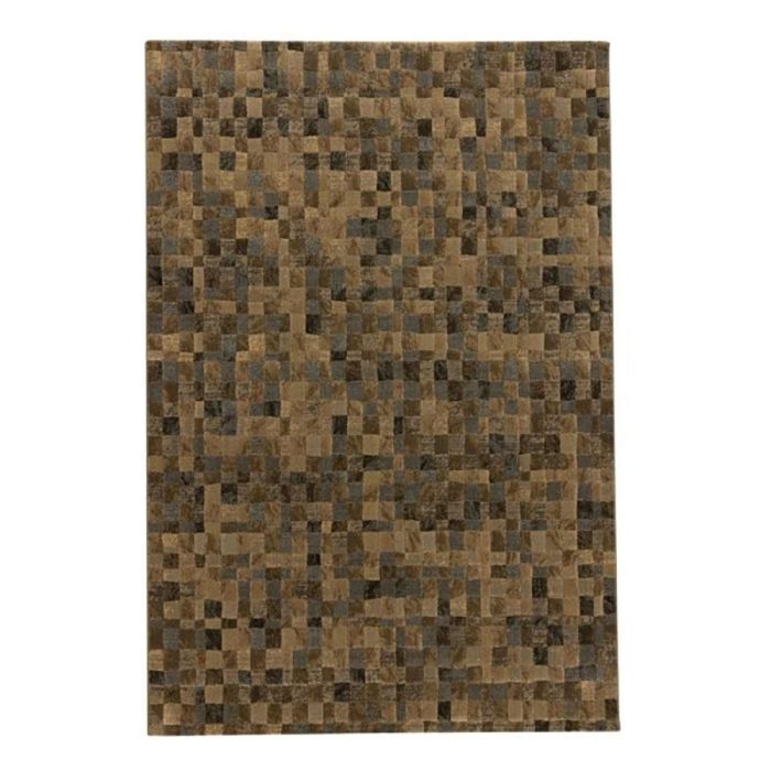 Vloerkleed Tango 200x290 cm met blokkenpatroon in verschillende bruine en grijze kleurtinten