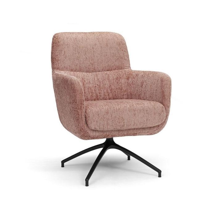 Draaifauteuil Hatch in roze gemêleerde stof met zwart draaibaar steronderstel.