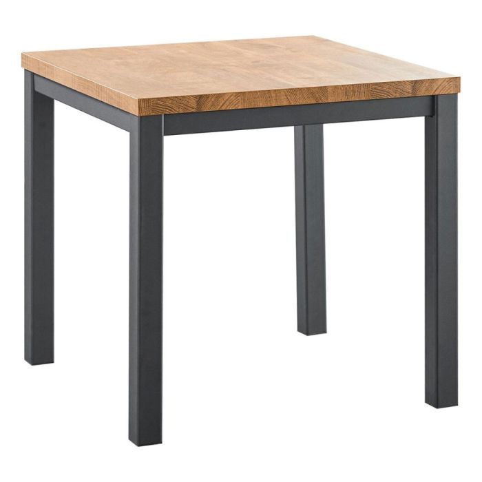 Pronto Wonen Atrio eettafel 80x80 cm met mangokleurig blad en zwart metalen frame.